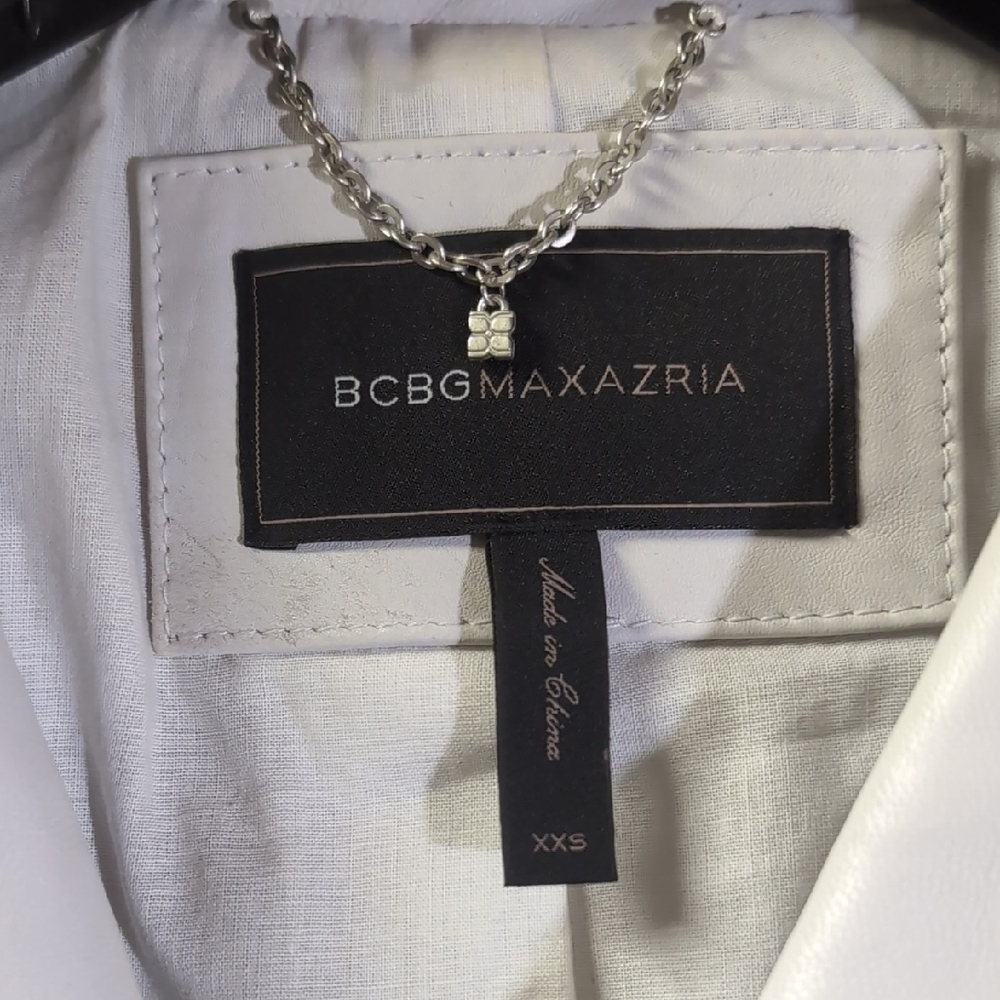 BCBGMAXAZRIA White Biker-Style Leather Jacket - Picture 2 of 16